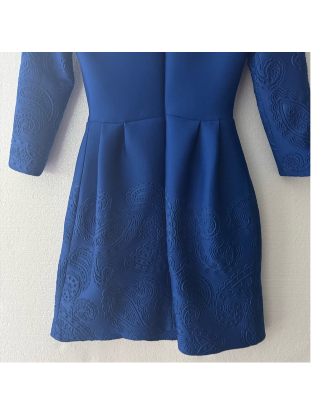 MaxMara Cobalt Blue Long Sleeve Mini Cocktail Dress size Medium - Picture 8 of 10